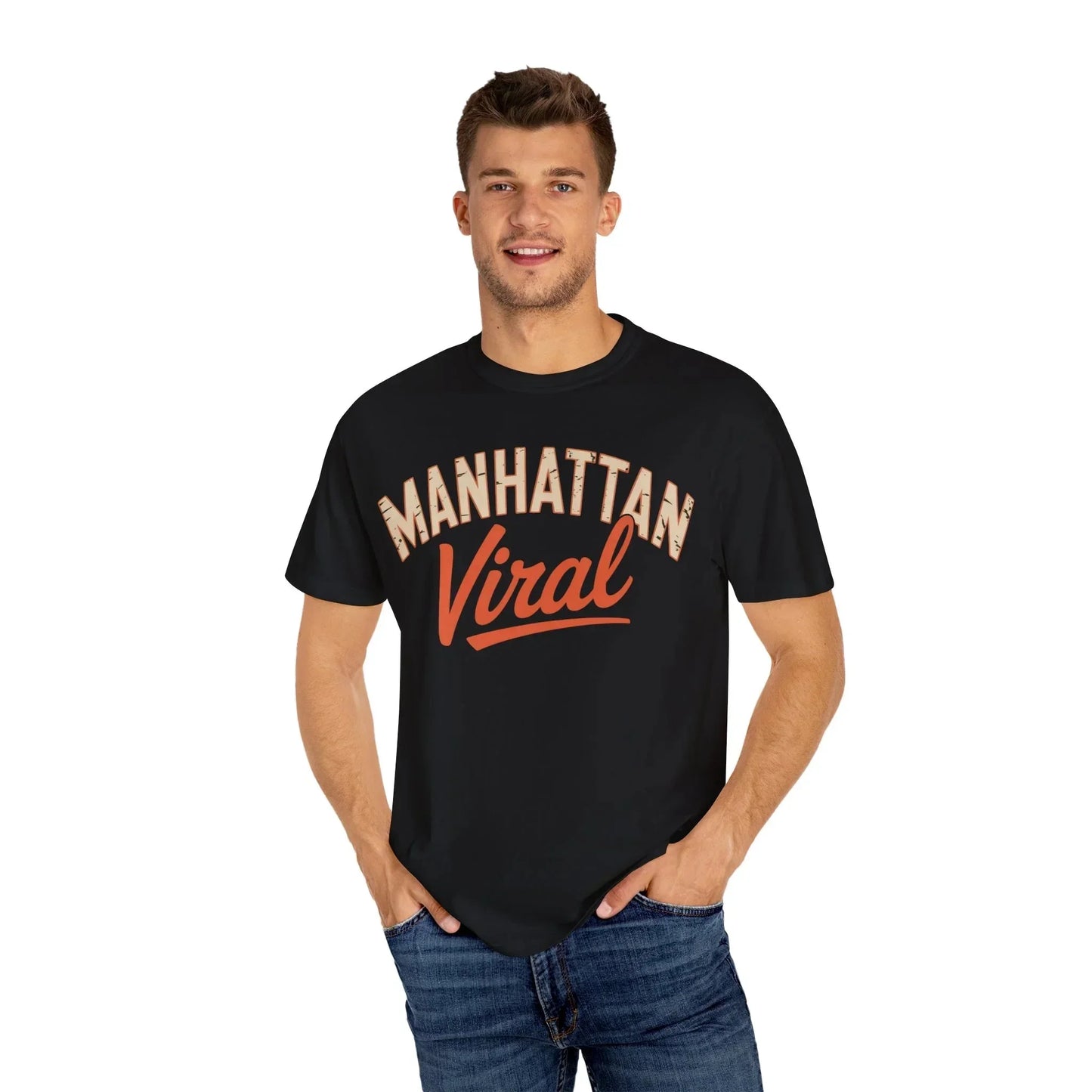 Manhattan Varsity T-Shirt | Trendy Garment - Dyed Tee, Casual Streetwear, Graphic Tee, Perfect Gift, Urban Style - Manhattan Viral